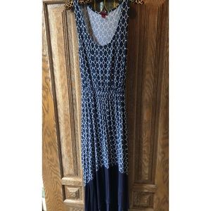Navy & White High Low Maxi